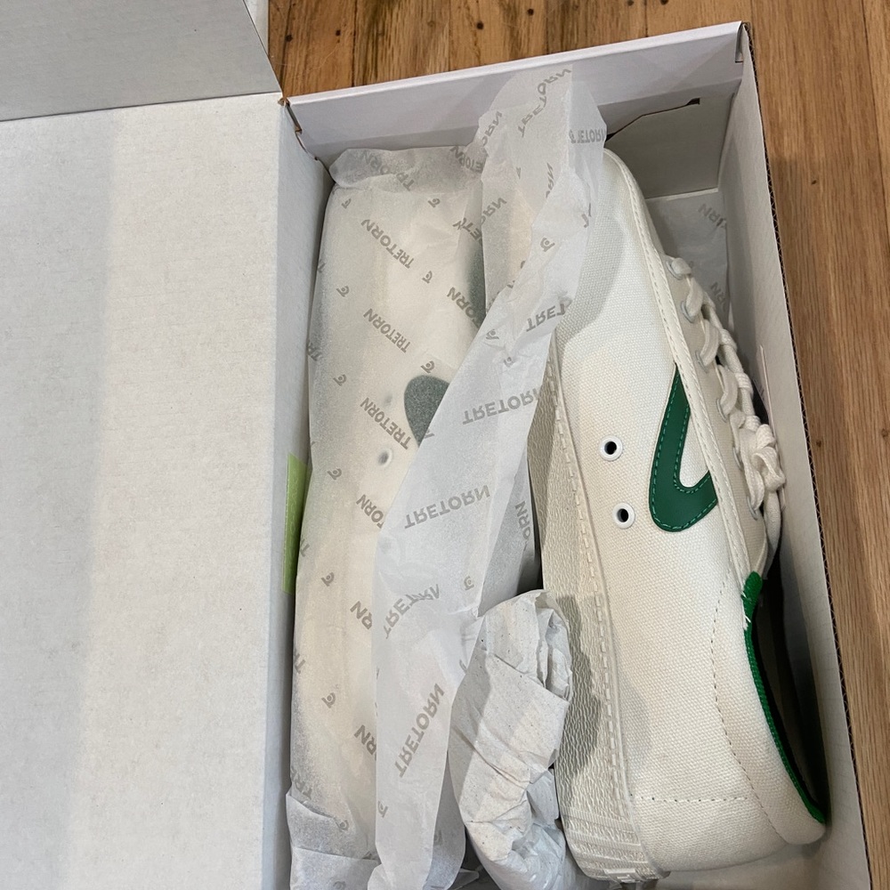 Tretorn Canvas Sneakers, White/Green size 10